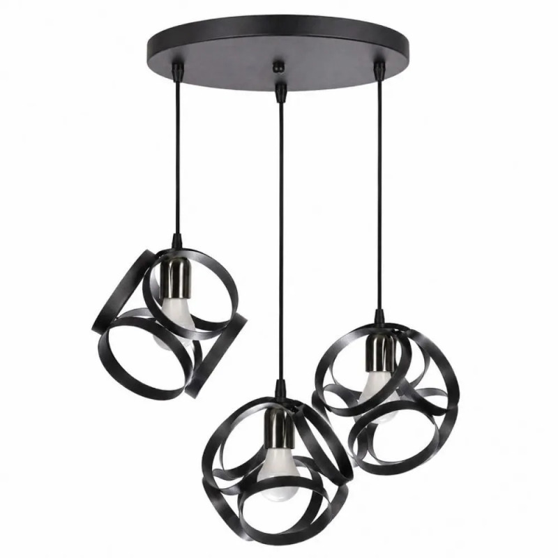 NG Lighting Κρεμαστό Φωτιστικό Οροφής Χειροποίητο Μεταλλικό Μαύρο Τρίφωτο Ε27 40x80cm 2025078